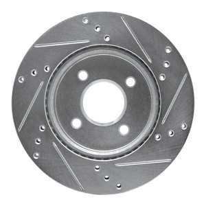 Nissan Versa Brake Rotor (1) - Front Left - R1 Concepts - Drilled & Slotted - Silver - `11-`25